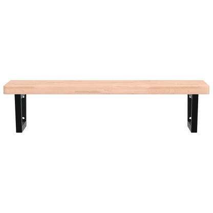 Waschbeckenregal Wandmontage Stahl und Massivholz Buche