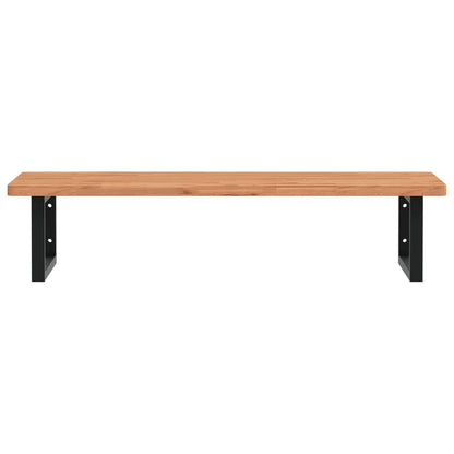 Waschbeckenregal Wandmontage Stahl und Massivholz Buche