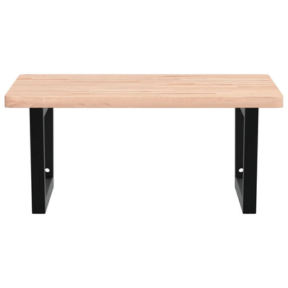 Waschbeckenregal Wandmontage Stahl und Massivholz Buche