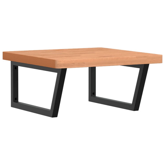 Waschbeckenregal Wandmontage Stahl und Massivholz Buche