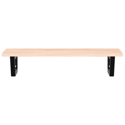 Waschtischplatte mit Halterung Stahl und Massivholz Eiche