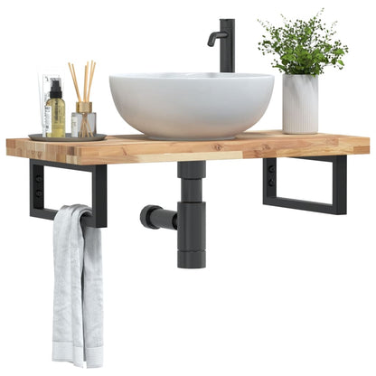 Waschbeckenregal Wandmontage Stahl und Akazienholz