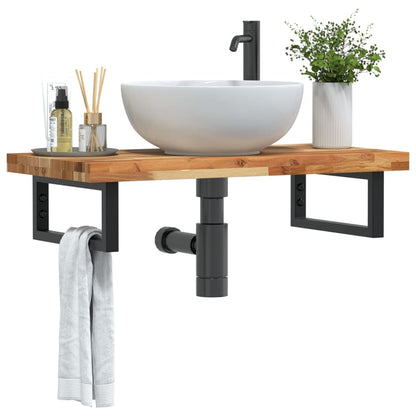 Waschbeckenregal Wandmontage Stahl und Akazienholz