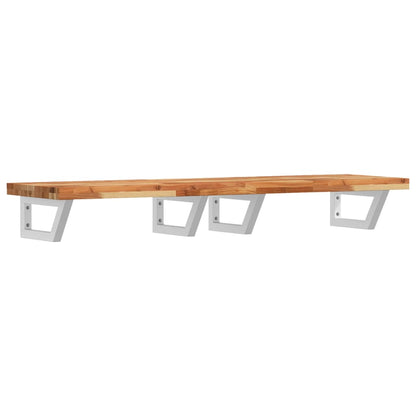 Waschbeckenregal Wandmontage Stahl und Akazienholz