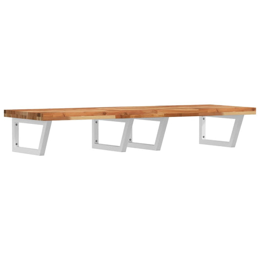 Waschbeckenregal Wandmontage Stahl und Akazienholz