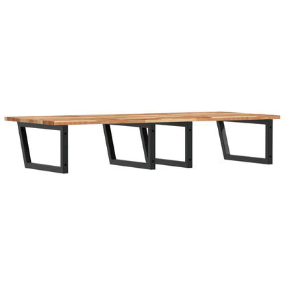 Waschbeckenregal Wandmontage Stahl und Akazienholz
