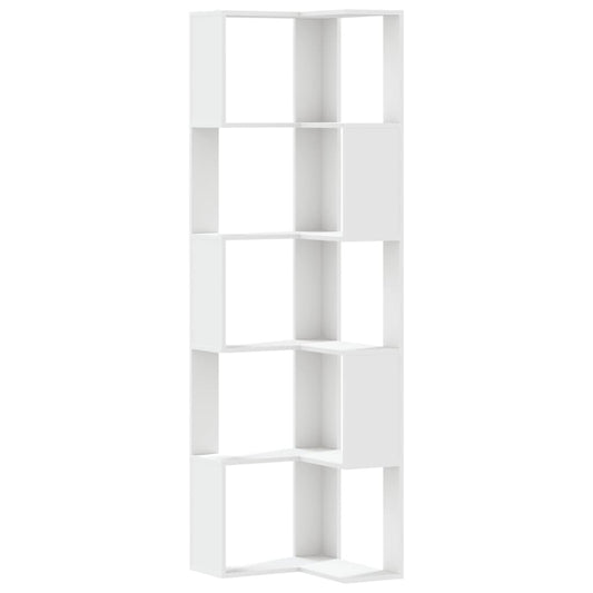 Eck-Bücherregal 5 Böden Weiß 50x50x179 cm Holzwerkstoff