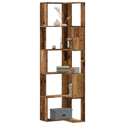 Eck-Bücherregal 5 Böden Altholz-Optik 50x50x179cm Holzwerkstoff
