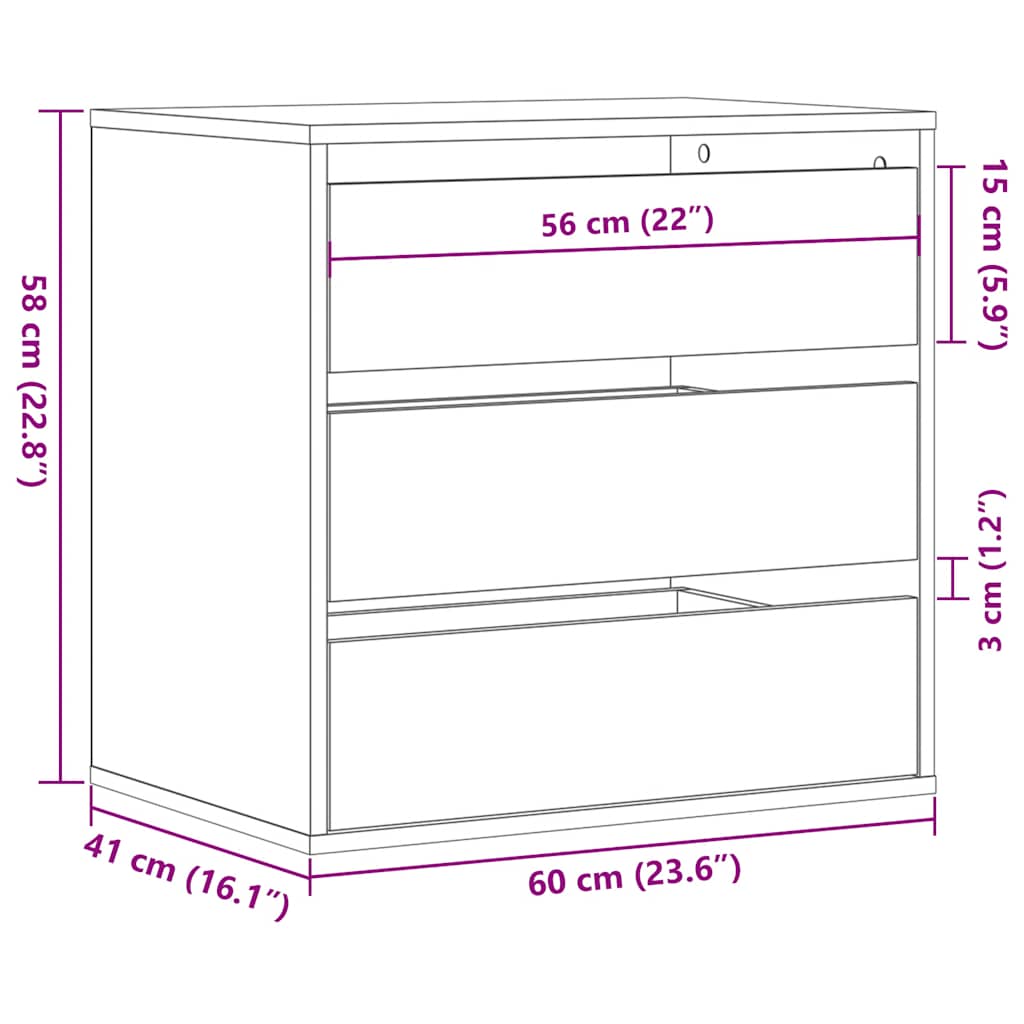 Kommode Schwarz 60x41x58 cm Holzwerkstoff