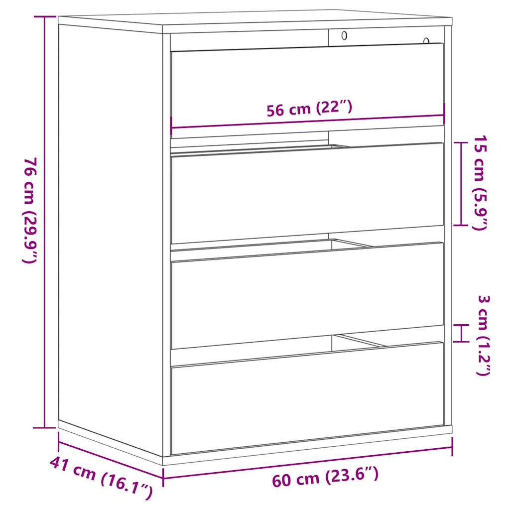 Kommode Artisan-Eiche 60x41x76 cm Holzwerkstoff