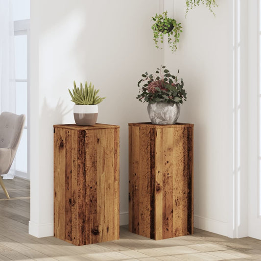 Pflanzenständer 2 Stk. Altholz-Optik 30x30x70 cm Holzwerkstoff