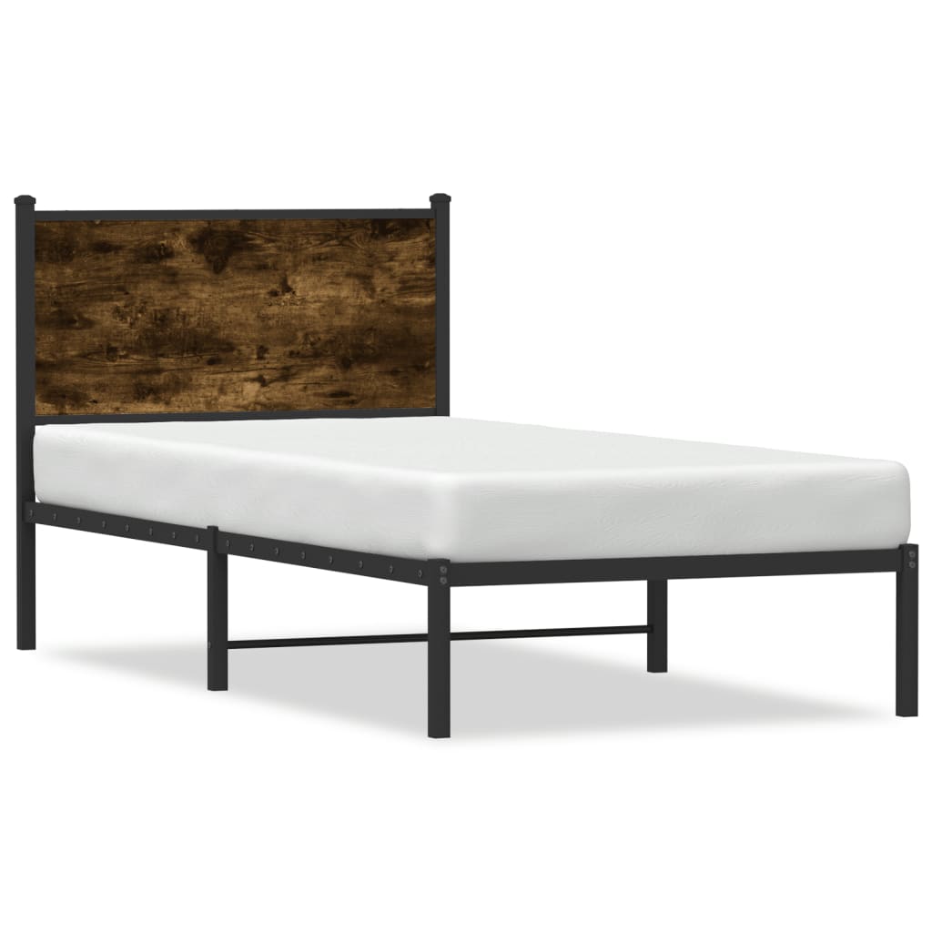 Metalseng uden madras røget eg 90x200 cm