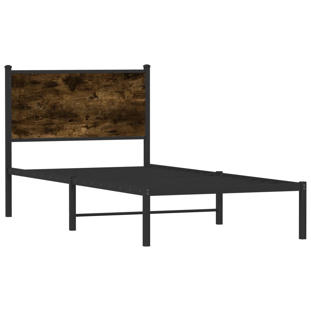 Metalseng uden madras røget eg 90x200 cm