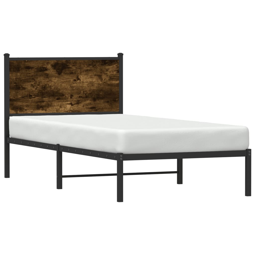 Metalseng uden madras røget eg 90x200 cm