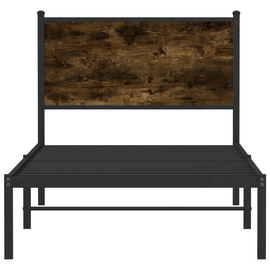Metalseng uden madras røget eg 90x200 cm