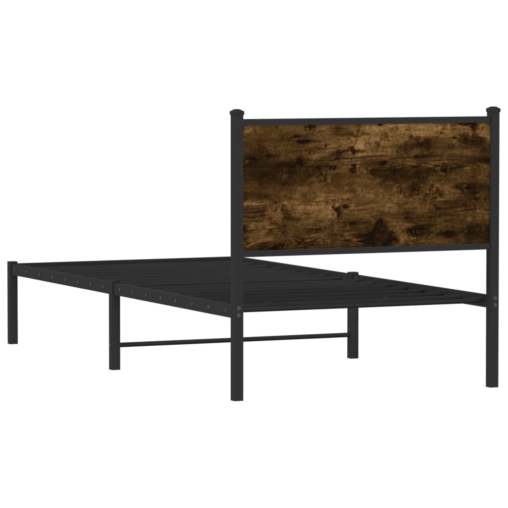 Metalseng uden madras røget eg 90x200 cm