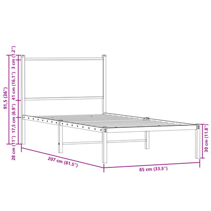 Metallbett ohne Matratze Sonoma-Eiche 80x200 cm