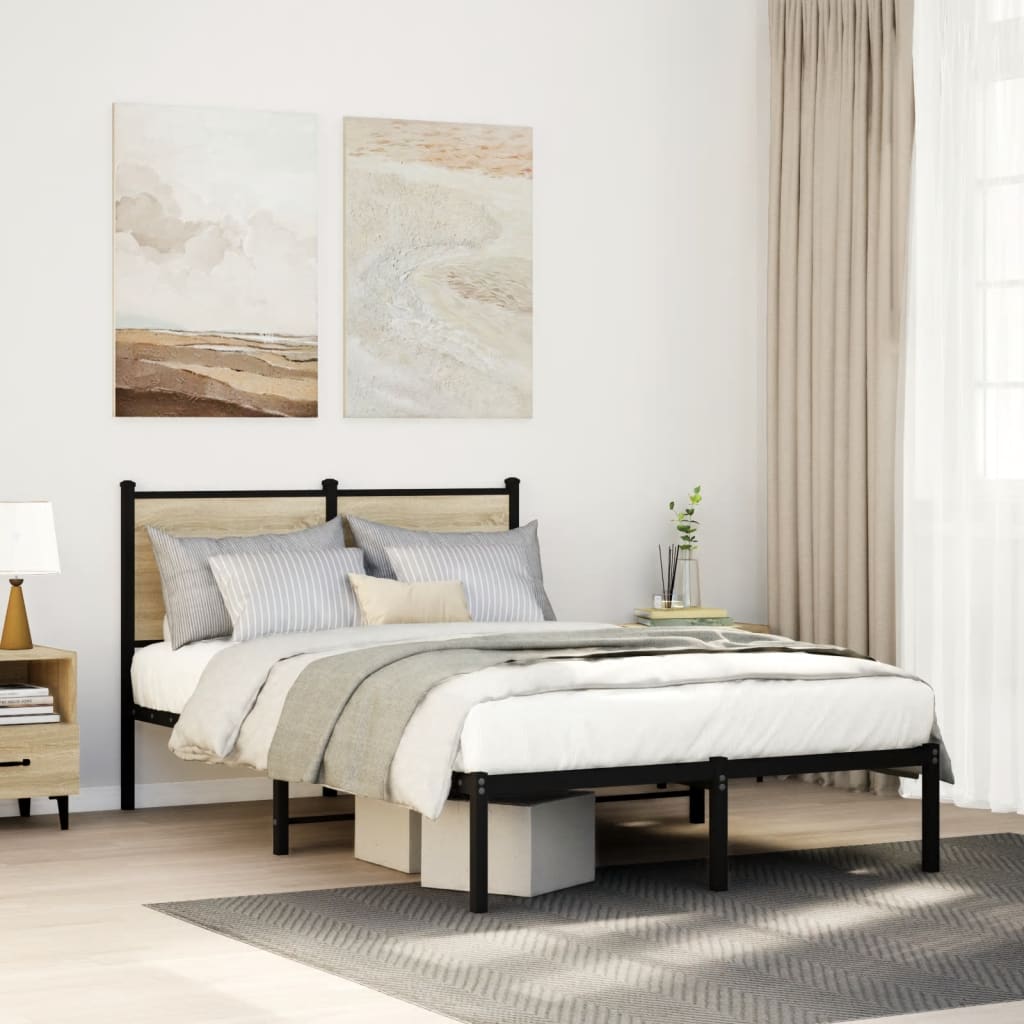 Metallbett ohne Matratze Sonoma-Eiche 120x190 cm