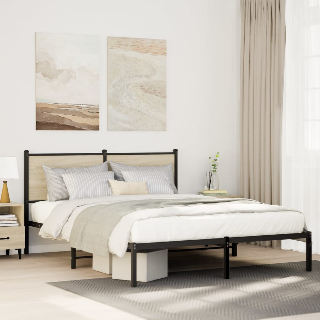 Metallbett ohne Matratze Sonoma-Eiche 140x190 cm
