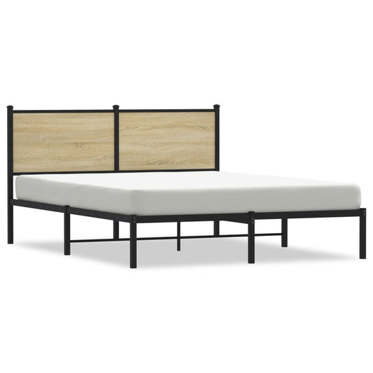Metallbett ohne Matratze Sonoma-Eiche 150x200 cm