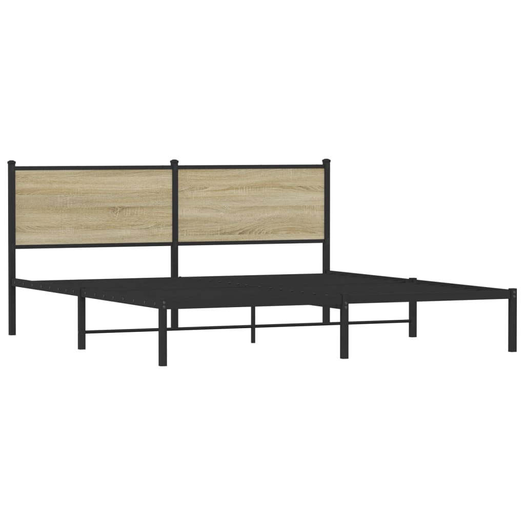 Metallbett ohne Matratze Sonoma-Eiche 180x200 cm