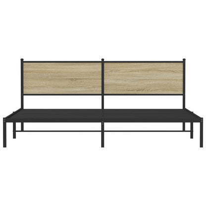 Metallbett ohne Matratze Sonoma-Eiche 193x203 cm
