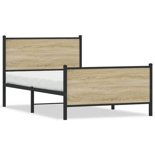 Metallbett ohne Matratze Sonoma-Eiche 107x203 cm