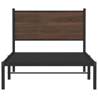 Metallbett ohne Matratze Braun Eichen-Optik 100x190 cm