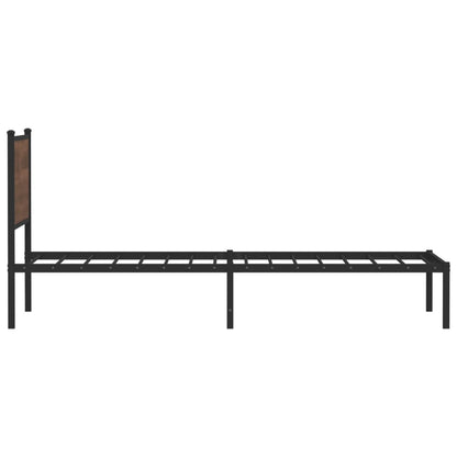 Metallbett ohne Matratze Braun Eichen-Optik 100x190 cm