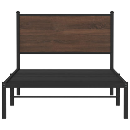 Metallbett ohne Matratze Braun Eichen-Optik 100x200 cm