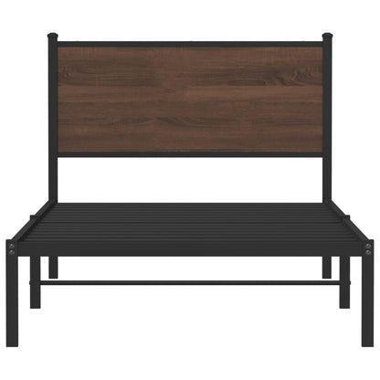 Metallbett ohne Matratze Braun Eichen-Optik 107x203 cm
