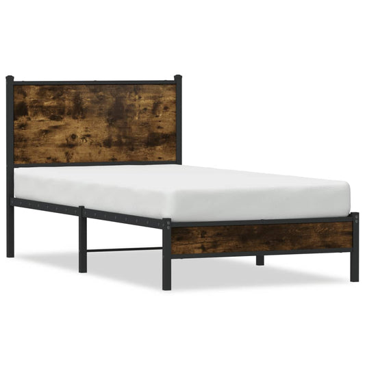 Metallbett ohne Matratze Räuchereiche 90x200 cm