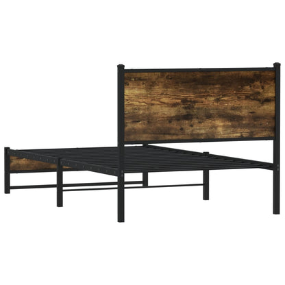 Metallbett ohne Matratze Räuchereiche 107x203 cm