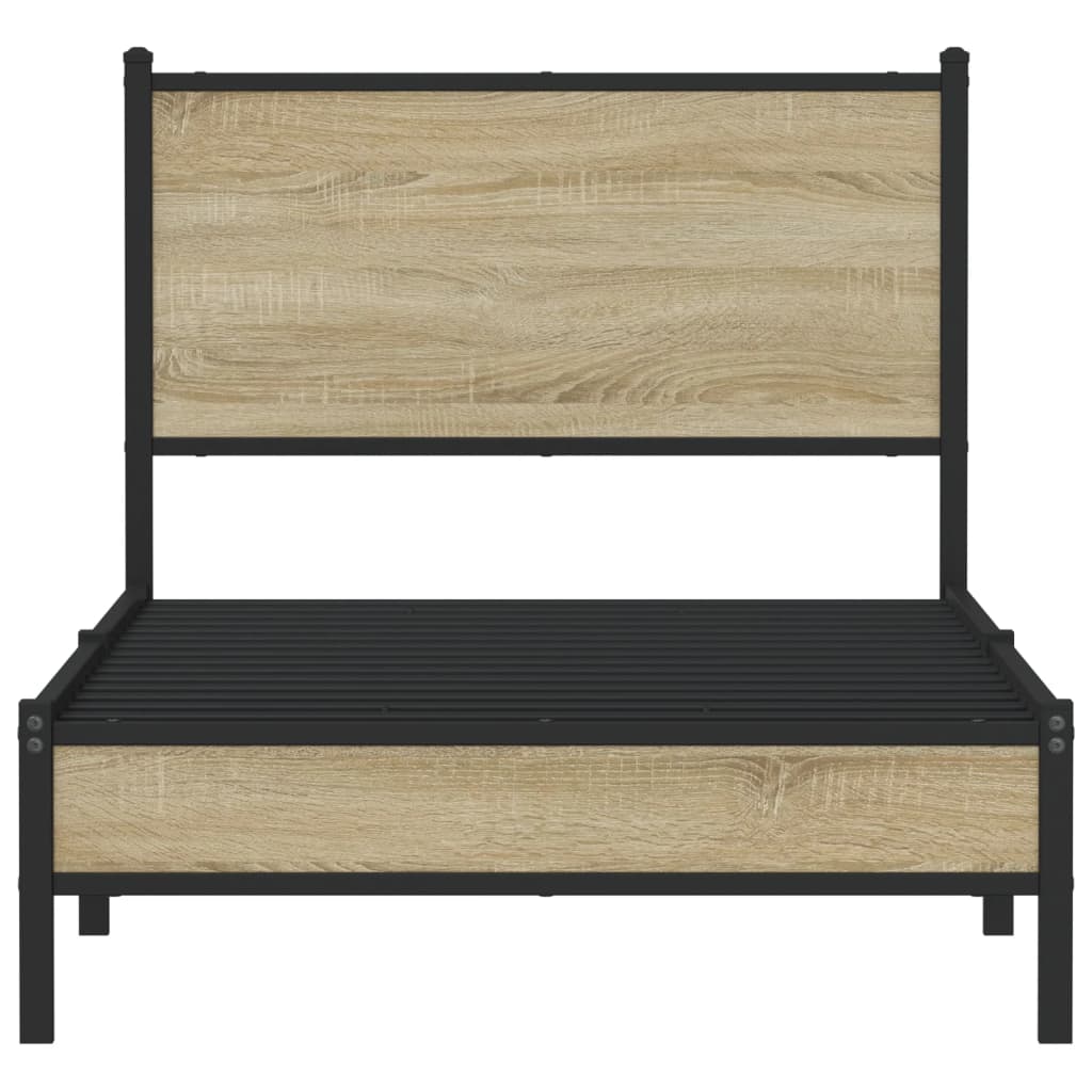 Metallbett ohne Matratze Sonoma-Eiche 75x190 cm