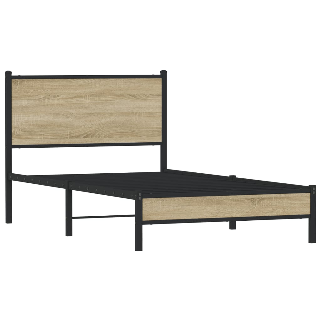 Metallbett ohne Matratze Sonoma-Eiche 100x200 cm
