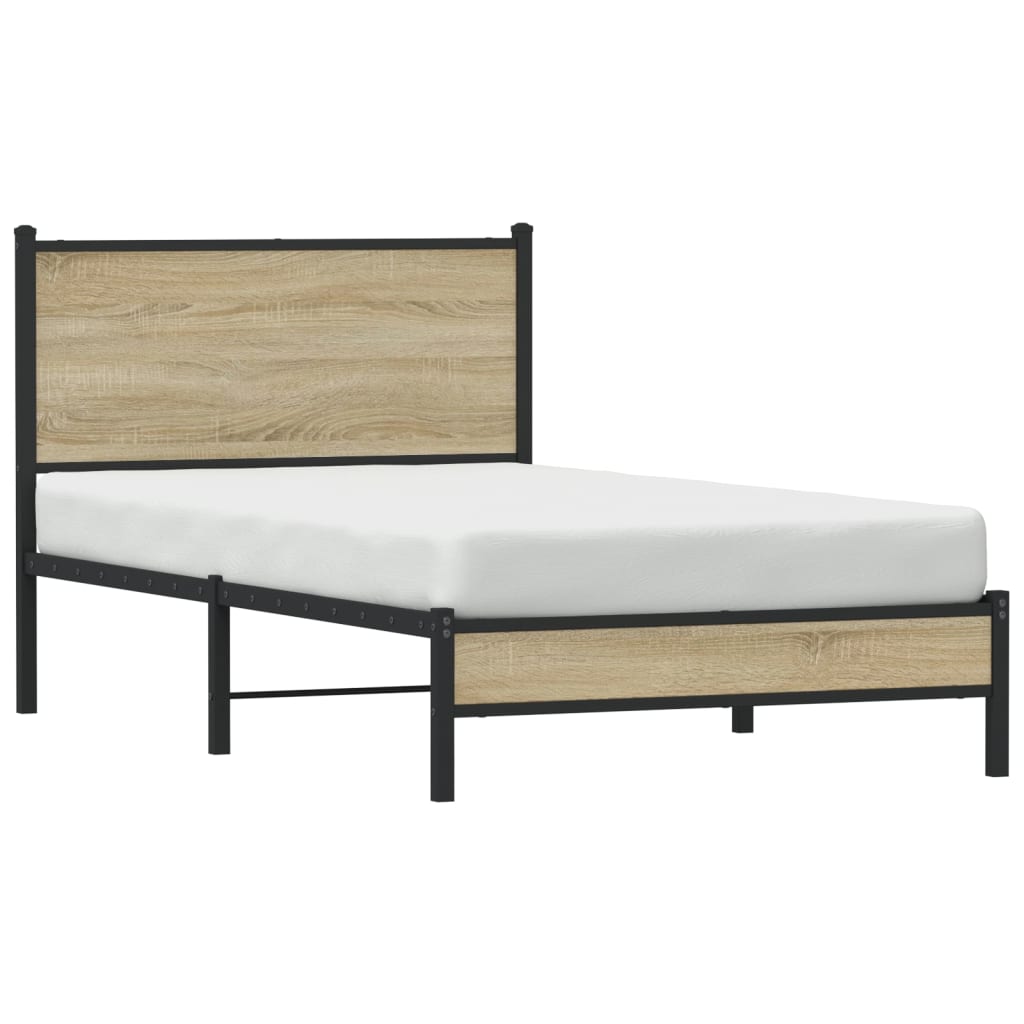 Metallbett ohne Matratze Sonoma-Eiche 100x200 cm