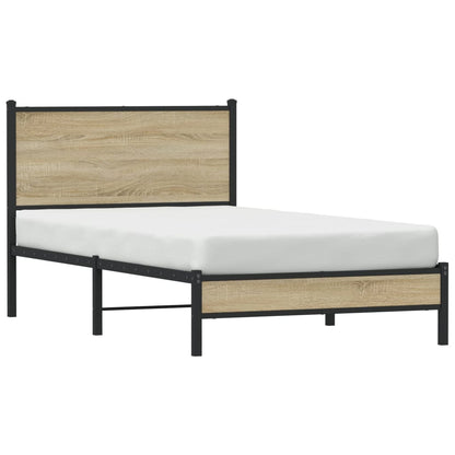 Metallbett ohne Matratze Sonoma-Eiche 100x200 cm