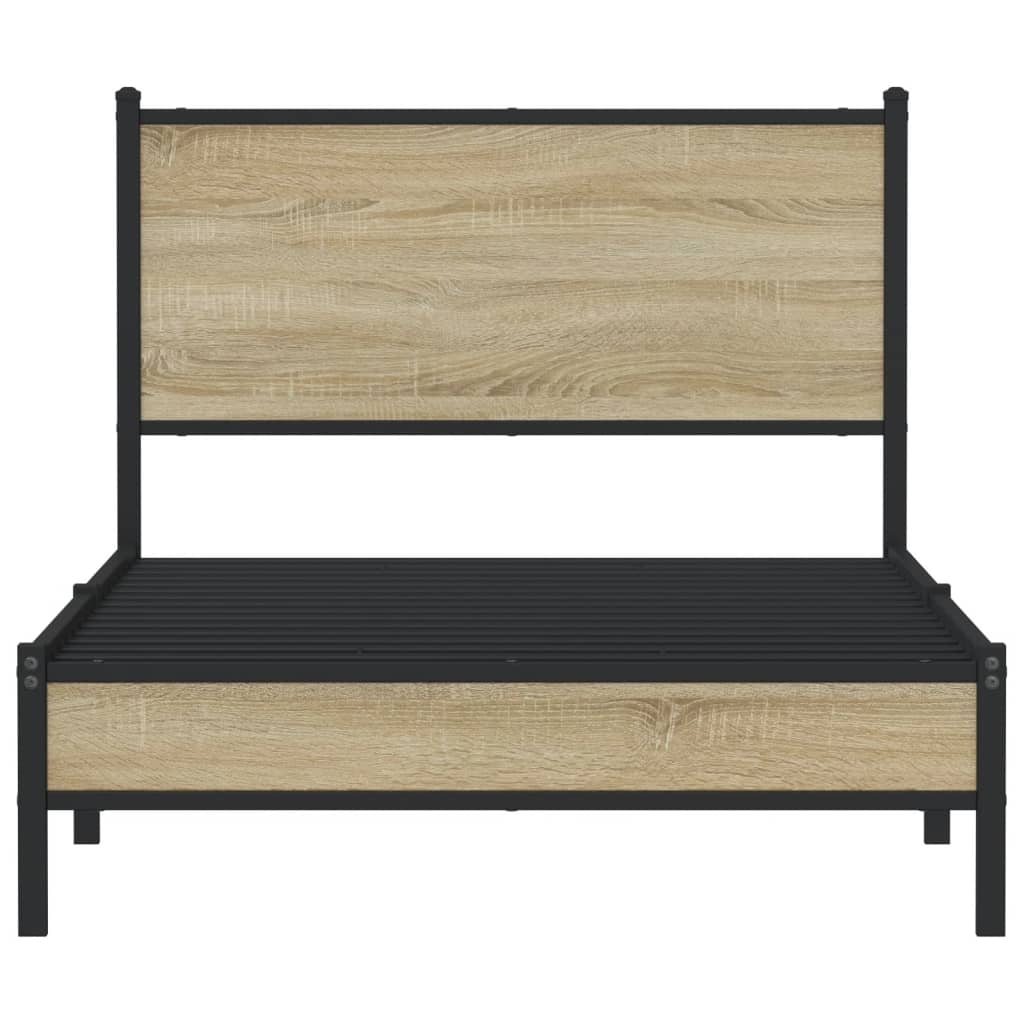 Metallbett ohne Matratze Sonoma-Eiche 100x200 cm