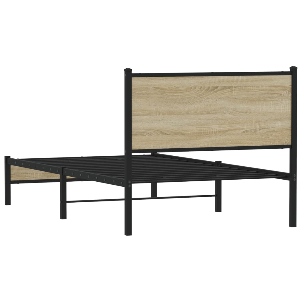 Metallbett ohne Matratze Sonoma-Eiche 100x200 cm