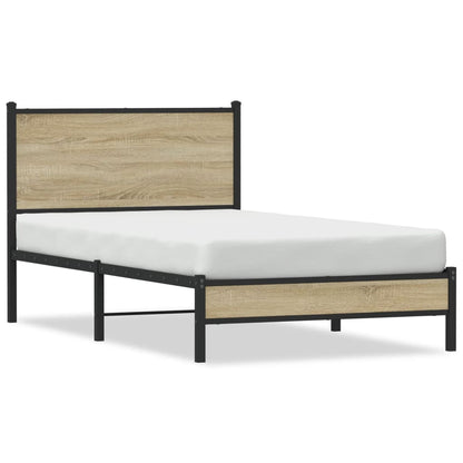 Metallbett ohne Matratze Sonoma-Eiche 107x203 cm