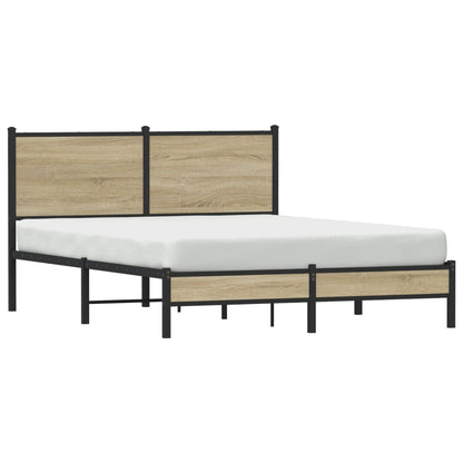 Metallbett ohne Matratze Sonoma-Eiche 137x190 cm