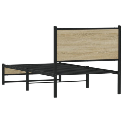 Metallbett ohne Matratze Sonoma-Eiche 75x190 cm