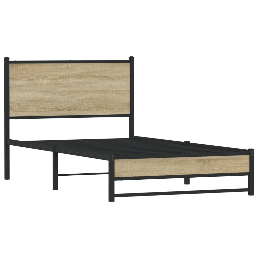 Metallbett ohne Matratze Sonoma-Eiche 100x190 cm