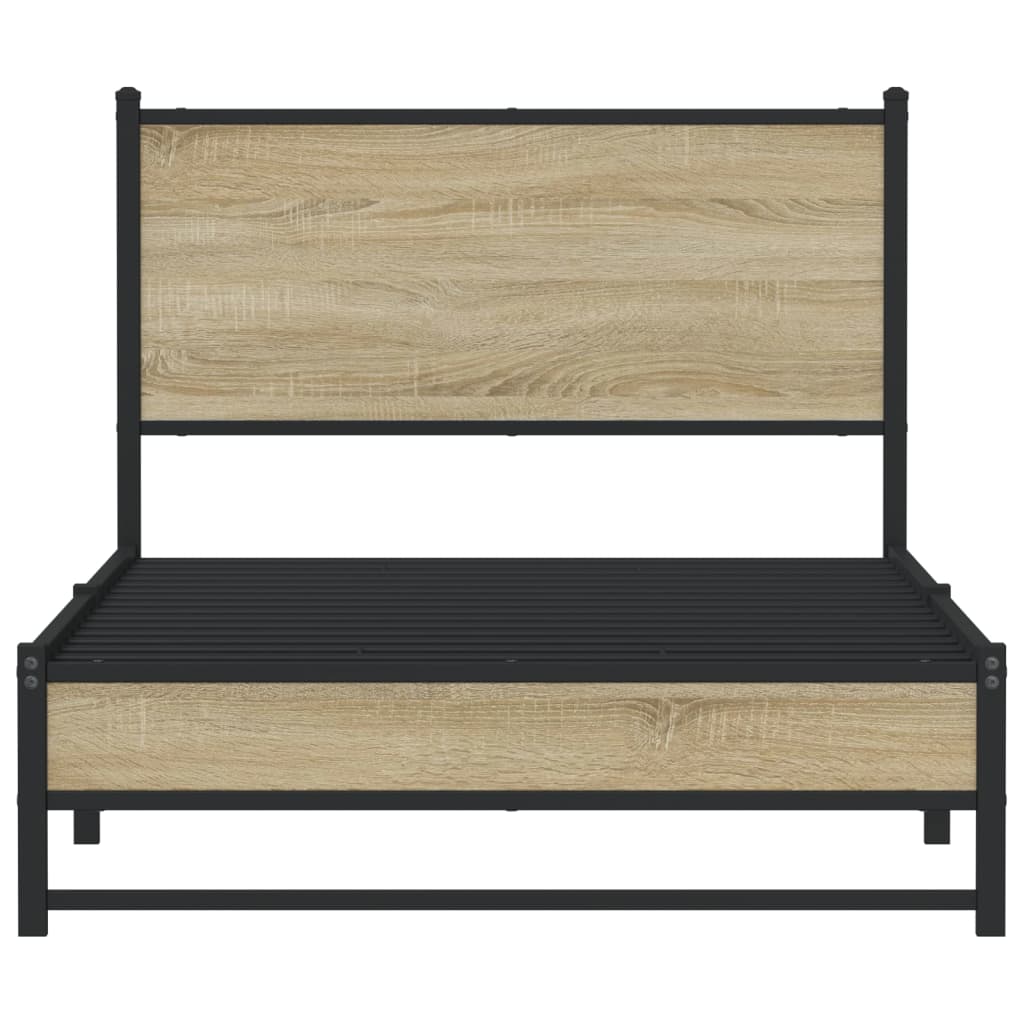 Metallbett ohne Matratze Sonoma-Eiche 100x190 cm
