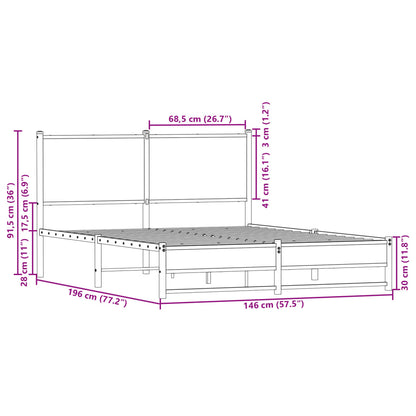 Metallbett ohne Matratze Sonoma-Eiche 140x190 cm