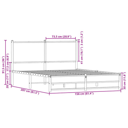 Metallbett ohne Matratze Sonoma-Eiche 150x200 cm