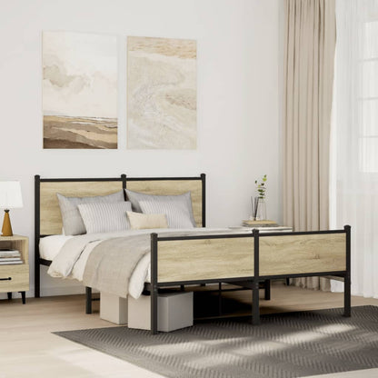 Metallbett ohne Matratze Sonoma-Eiche 140x190 cm