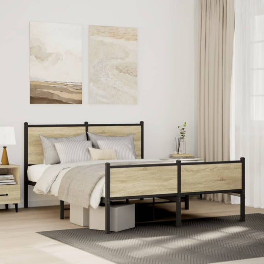 Metallbett ohne Matratze Sonoma-Eiche 140x190 cm