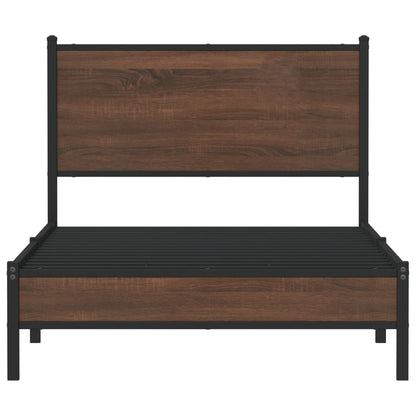 Metallbett ohne Matratze Braun Eichen-Optik 100x200 cm