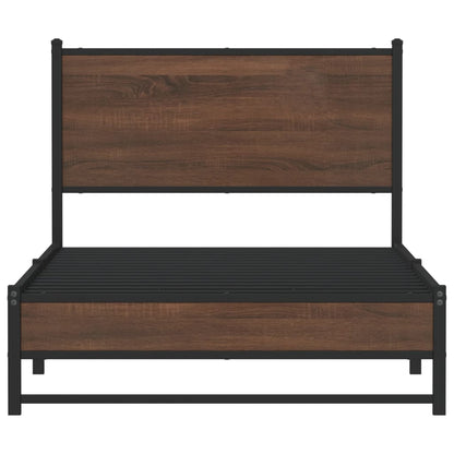 Metallbett ohne Matratze Braun Eichen-Optik 100x200 cm